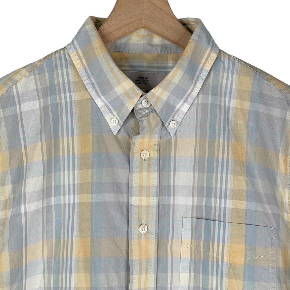 Jack Spade Shirt Mens Large Plaid Print Button Up Cotton Spring Short Sleeve - Picture 2 of 16